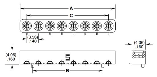 Mechanical Drawing - Samtec GPPB Magnum RF™ Ganged Connectors